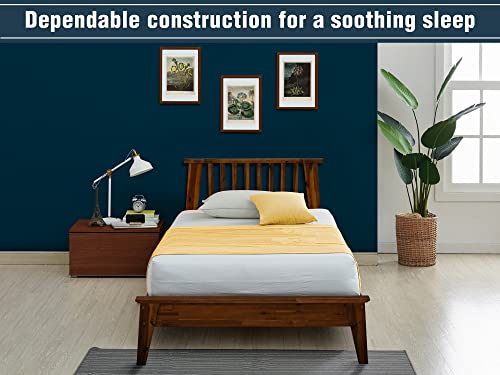 Acacia Kaylin Bed Frame Queen Size Solid Wood Platform Bed with Headboard, Mocha H4572