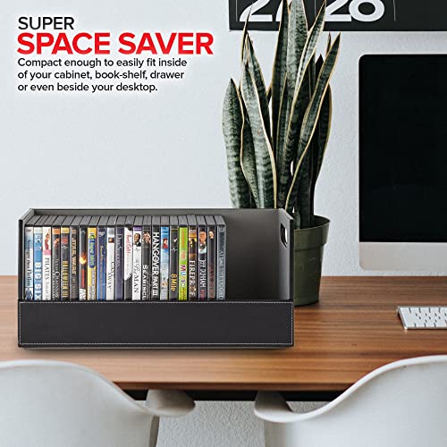 Stock Your Home DVD Storage Box, Faux Leather White, Holds 28 DVDs V972606