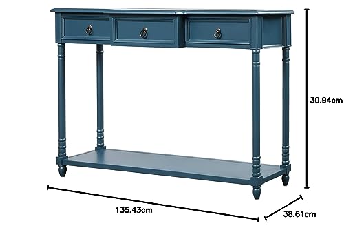 Merax Narrow Console Sofa Table with Drawers and Shelf, Antique Navy R14999