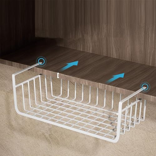 Under Shelf Wire Basket under shelf basket Hanging Storage Baskets Multipurpose All Metal Under Shelf Wire Basket Slide in Baskets for Kitchen(Large black)