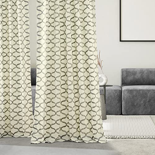 HPD Half Price Drapes Grommet Wavy Geometric Printed Curtains 108 Inches Long Cotton Curtains 1 Panel Room Darkening Window Curtains 50W x 108L Wavy Silver Grey G8137