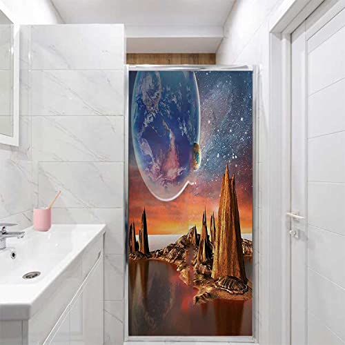 One Way Window Film Privacy Day and Night Earth Blue, 23.6 x 35.4 inch N112338