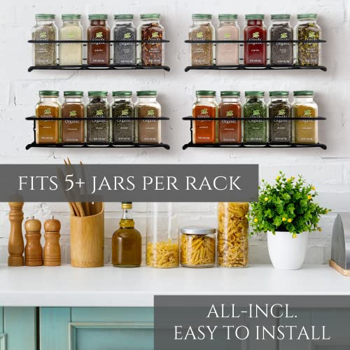 ZICOTO Space Saving Spice Rack Organizer for Cabinets or Wall Mounts, Set of 4 V622