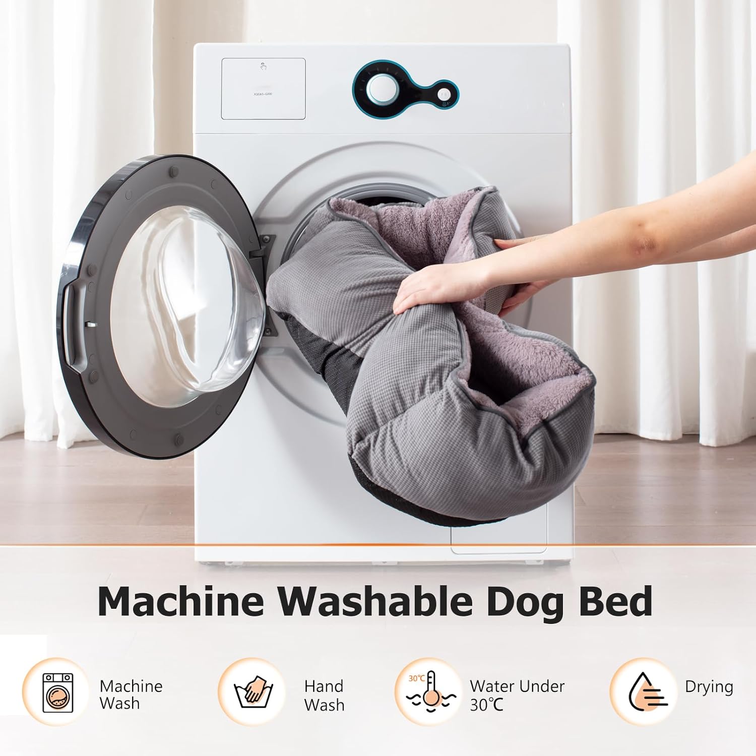 MIXJOY Dog Beds for Small Medium Dogs, Washable Rectangle Pet Bed, Grey U522847