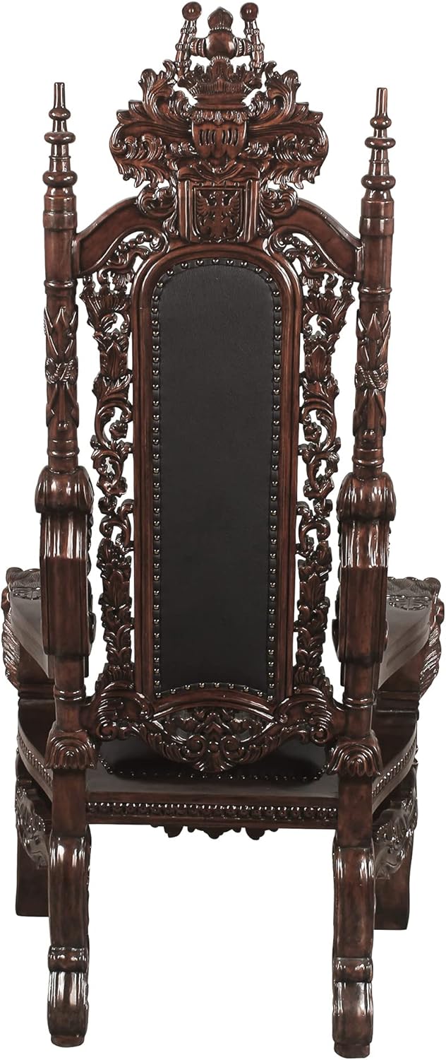 Design Toscano Lord Raffles Leather Lion Throne Chair, walnut W747