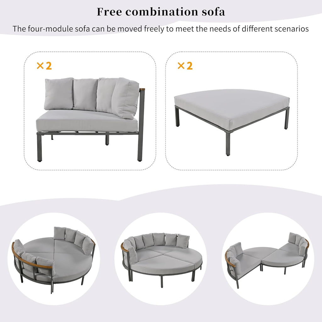 ROOMTEC U-style Sleeper Sofa Bed Convertible Futon Couch, Grey Z75576