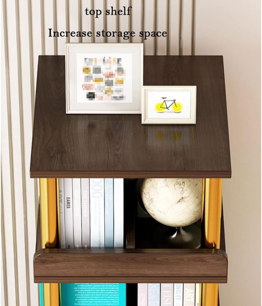 Flexible Bookcases 360° Rotating Bookshelf Wooden Square Standing Bookcase T6235