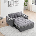 Sleeper Sofa Couch w/Pull Out Bed, 55" Modern Velvet Convertible Sleeper Sofa Bed, Small Love seat Sofa Bed w/Phone Holder & Pillows & Side Pockets for Small Space, Living Room, Apartment,Gray