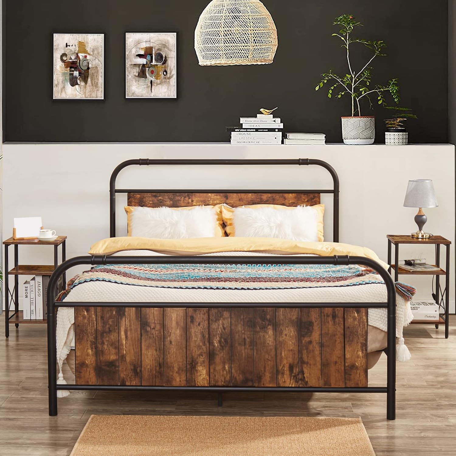 TUTOTAK End Table with Charging Station, 3-Tier Storage Shelf R41158