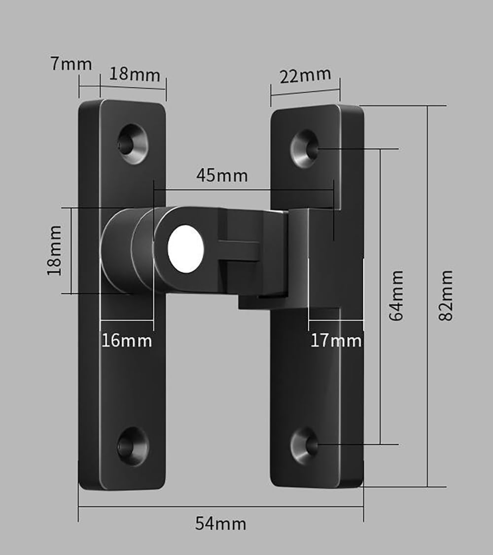 90 Degree Barn Door Lock Latch Glow Black Zinc Alloy I42573