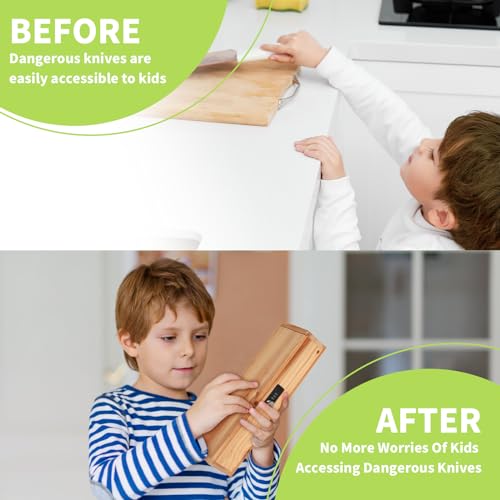 Wooden Locking Kitchen Knife Storage Box with Drawer Safe Holder Z583
