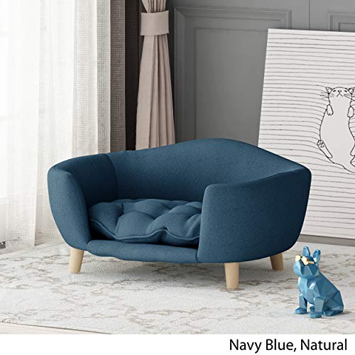 GDFStudio Mid Century Small Plush Pet Bed, Dark Gray U952071