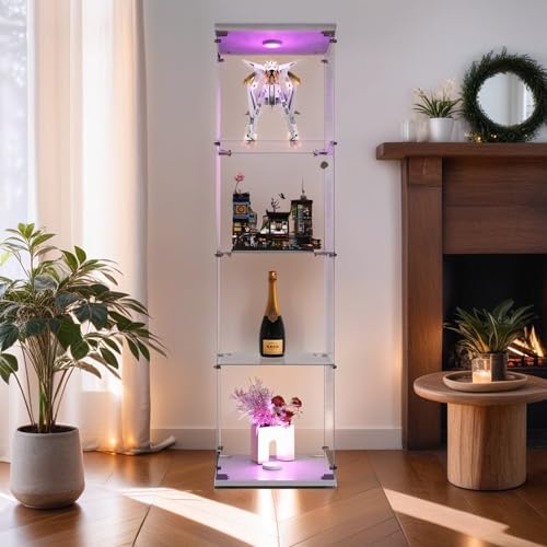4-Tier Glass Display Cabinet with Metal Lock, Tempered Glass Curio Cabinet S722182