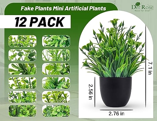 Der Rose Fake Plants 4 Packs Artificial Plants in Black Pot for Indoor Decor Q4933