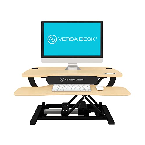 VERSADESK® PowerPro Elite 48" x 24" Electric Standing Desk Converter with Keyboard Tray & USB Hub, Cherry L61149