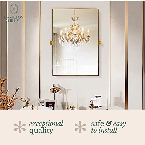 Hamilton Hills 24x36 inch Gold Metal Framed Pivot Mirror for Wall R573