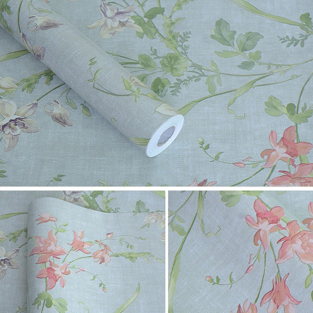 Country Rustic Flower Self-Adhesive Shelf Liner for Countertops Light Green P148