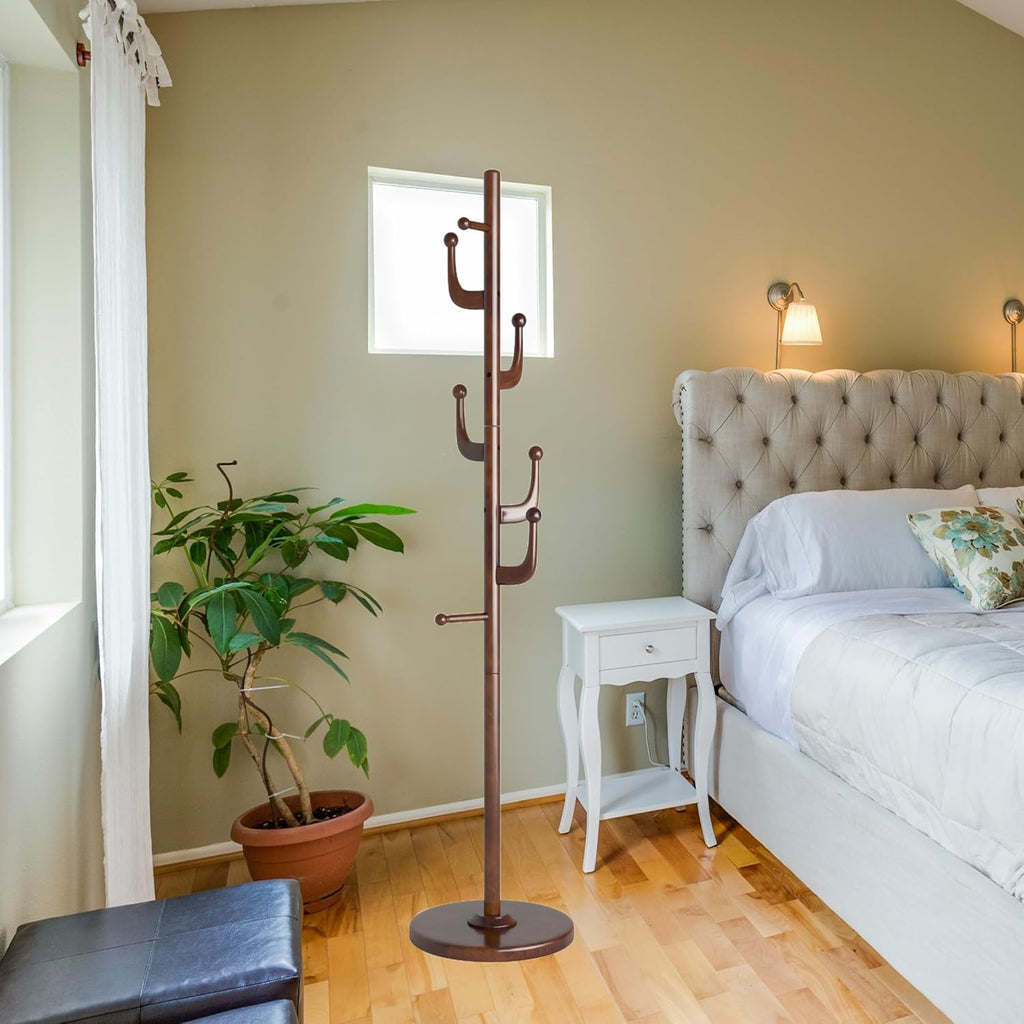 Coat Rack Stand Freestanding Wood for Hallway Entryway Brown M826717