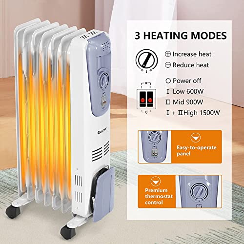 ARLIME 1500W Oil Filled Radiator Heater with Adjustable Thermostat E95032
