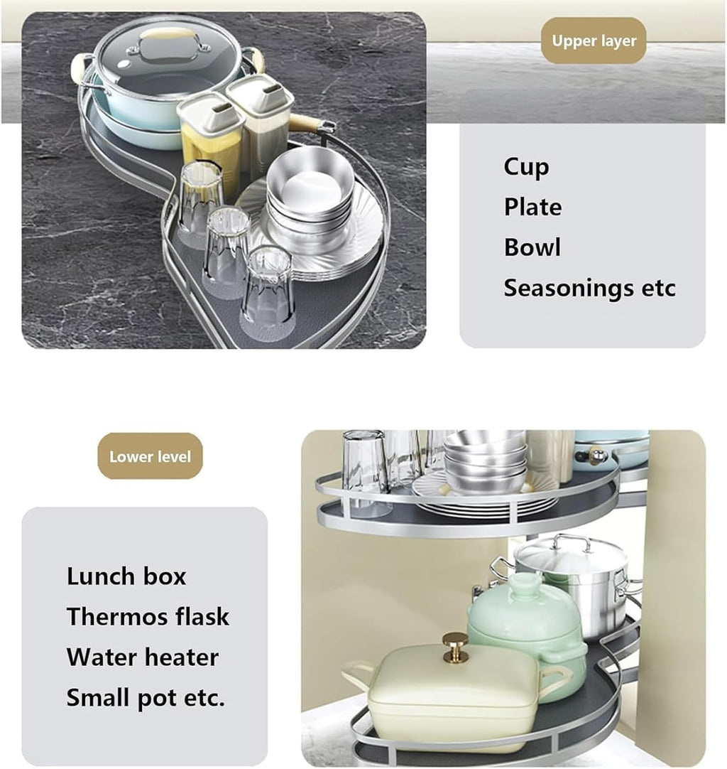 Cabinet Corner Pull Out Shelf 2-Tier Soft Close Organizer B1047