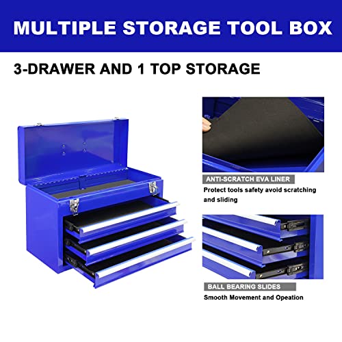 BIG RED 3 Drawer 20" Metal Tool Box Portable Steel Tool Chest K827254