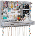 Jewelry Wall Organizer Wall Mounted, Jewelry Hanger Display Rack Earring with Drawers, for Earring/Stud/Ring/Necklace/Bracelets Accessories Bangles Holder Girls Gift (brown)