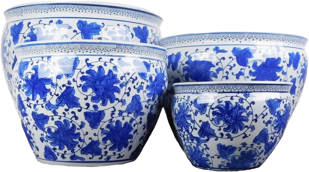 Blue and White Jardiniere by Oriental Furnishings X462213