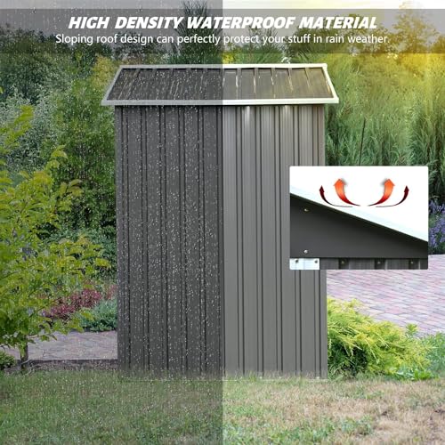 4ever2buy 8x6FT Outdoor Storage Shed with Sliding Door, Grey H555654