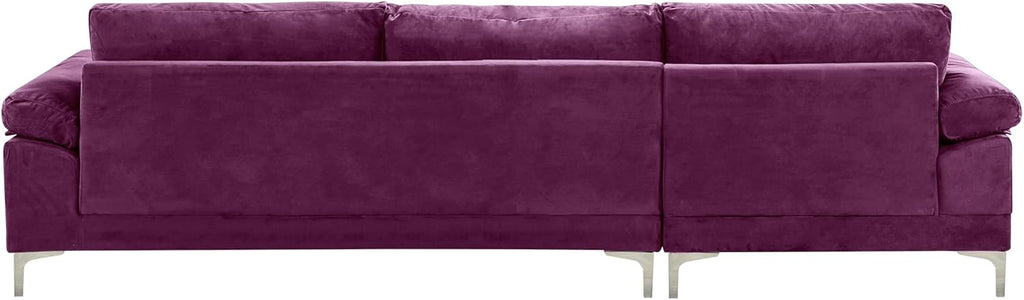 Casa Andrea Milano Modern Velvet L-Shape Sectional Sofa with Chaise Lounge, Purple G208402