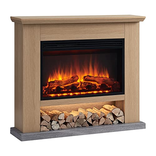 LegendFlame® Camille Electric Fireplace with 39.5" Mantel Surround and Jaden 27" Insert, Cream White Finish