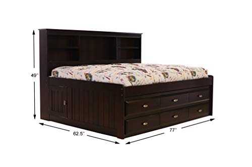 Discovery World Furniture Bookcase Daybed with 6 Drawers, Full, Espresso Y1175