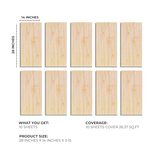 Peel and Stick Wood-Look Wall Panel 28 in. x 14 in. Light Oak S74407