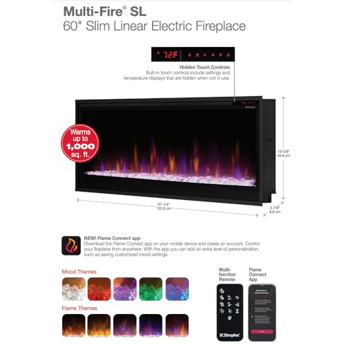Dimplex 36 Inch Slim Built-in Linear Electric Fireplace with Remote Q154