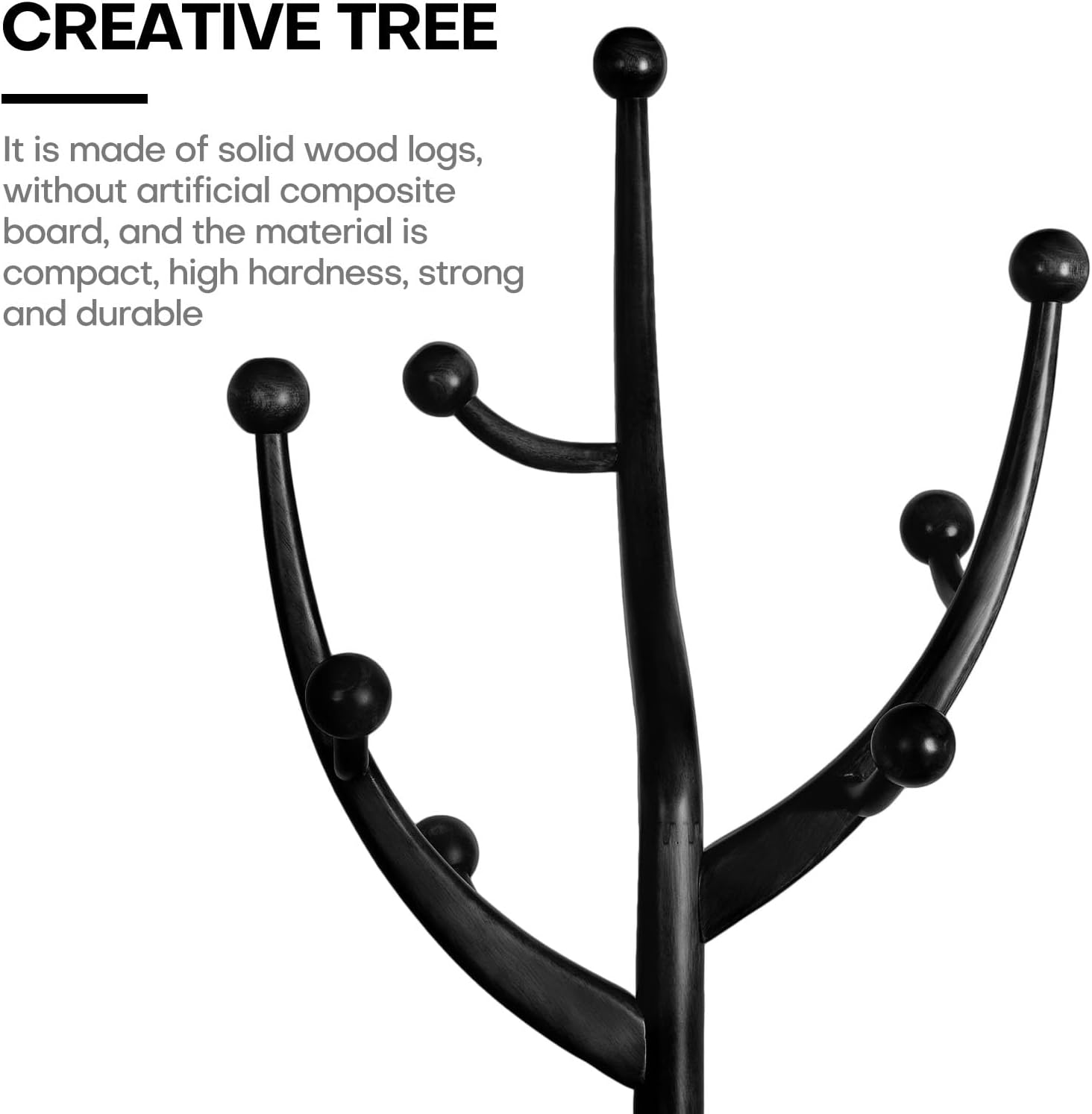 Heavy Duty Freestanding Wood Coat Rack with 8 Hooks, Black P4885