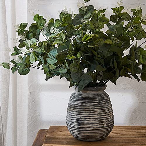 SIDUCAL Rustic Farmhouse Flower Vase | 9.5 Inch Large Ceramic Vase | Pampas Grass Vase | Modern Farmhouse Decor Vase for Home Decor, Table, Living Room Decoration, Shelf Decor, Mantel, White