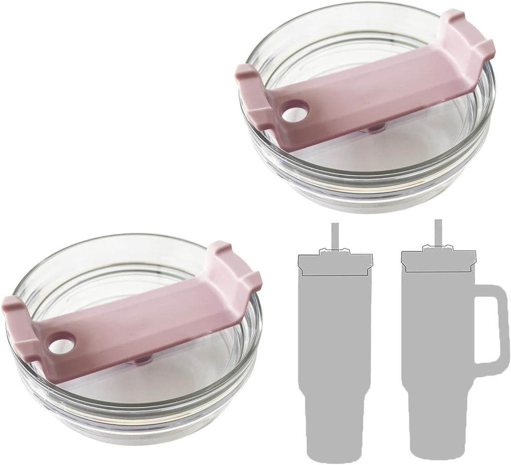2 Pack 40 OZ Tumbler Lid Compatible for Stanley Quencher, Spill Proof Splash Resistant Stainless Steel Tumbler Covers Fit for Stanley and More Coffee (Light Purple, 40oz-1.0)