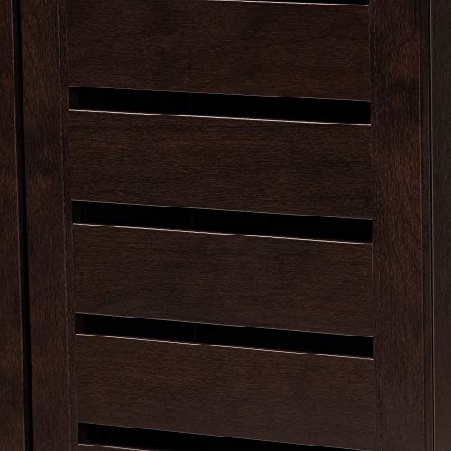 Baxton Studio Adalwin 3-Door Shoe Storage Cabinet, Dark Brown D4034