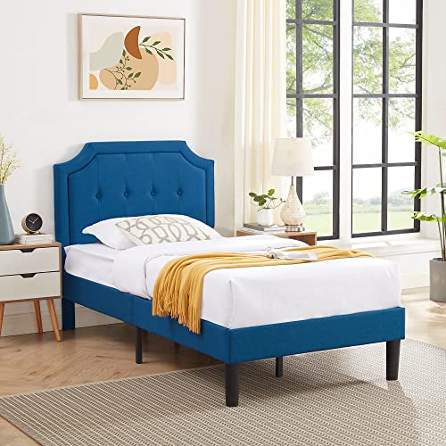 VECELO Upholstered Platform Bed Frame with Adjustable Headboard, Twin Size Z8226
