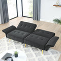 Velvet Convertible Sleeper Loveseat Bed Futon Couch W/Pocket Black Moroccan Lake House Modern Contemporary Solid Wood 8-Way Hand Tied Manual Recline