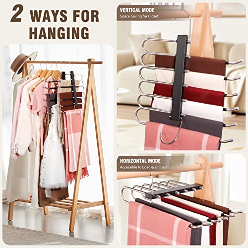 4 Pack 6-Tier White Pant Hangers, Anti-Slip Stainless Steel Q635343