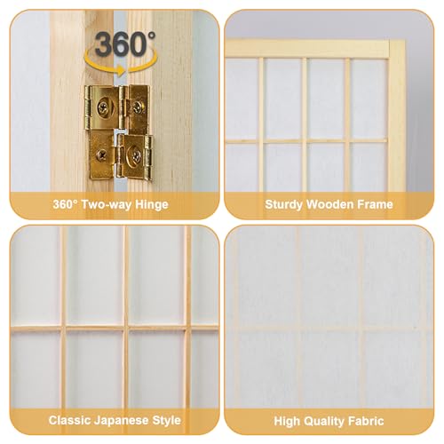 8 Panel Japanese Shoji Screen Room Divider, 5.6 Ft, Black H3109