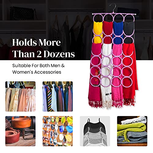 Scarf Hanger 28 Rings for Scarves, Shawls, Belts & Accessories (Black) K298324