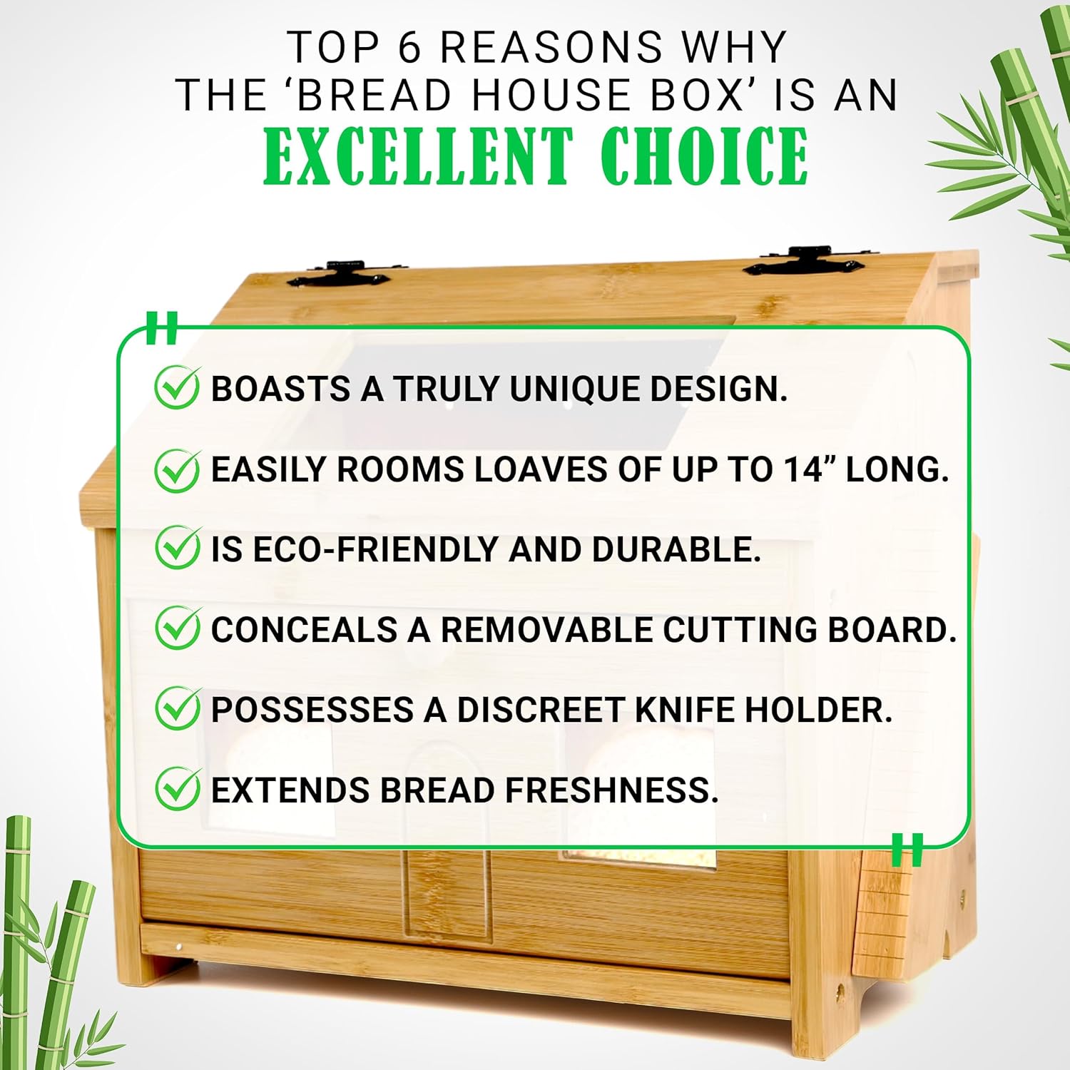 Bamboo Bread Box for Kitchen Countertop with Cutting Board J958281