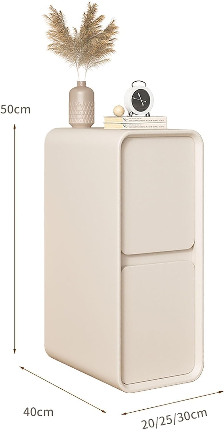 Extra Narrow Nightstand with 2 Solid Wood Drawers, 25x40x50CM B56864