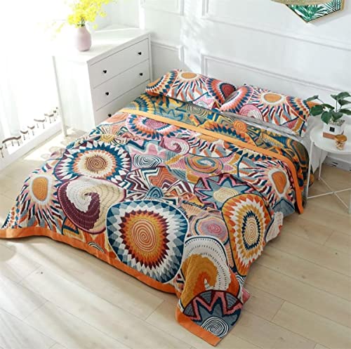 Boho Throw Blanket for Couch Sofa Bed Decor, 100% Cotton, 78x90 inches N267716