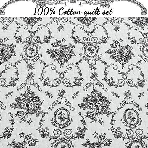 Cozy Line Home Fashions French Medallion 100% Cotton Quilt Set Queen Q4733