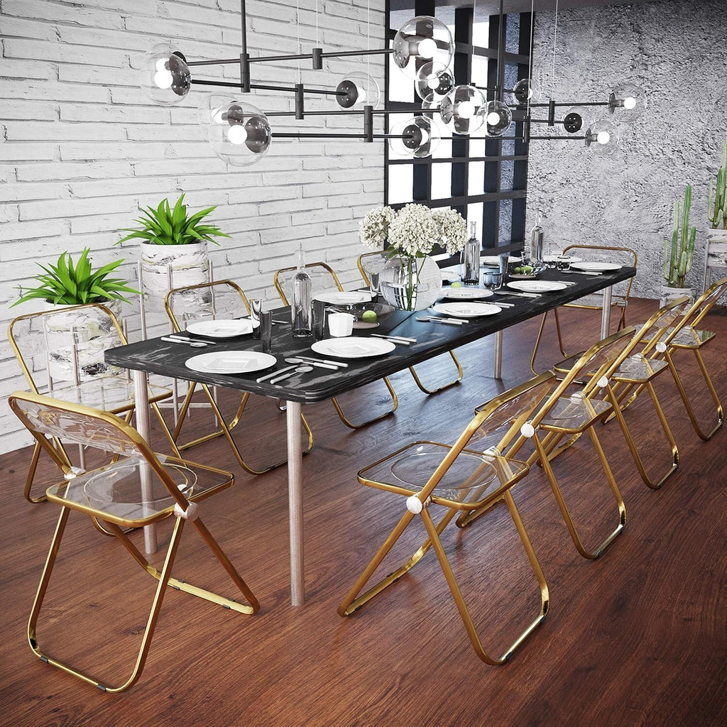 Folding Chair with Gold Metal Frame, Set of 4 D5335