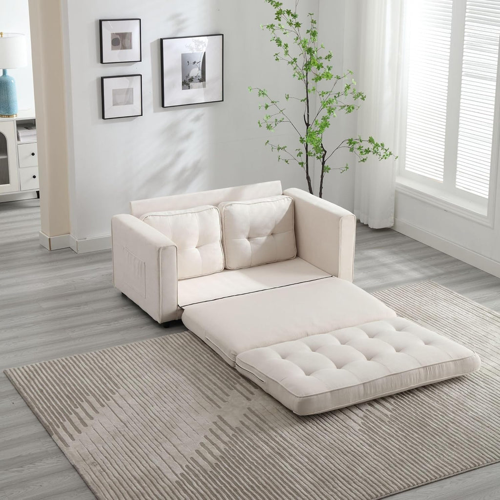 3 Fold Convertible Futon Sofa Bed, Velvet Linen, Dark Gray H807