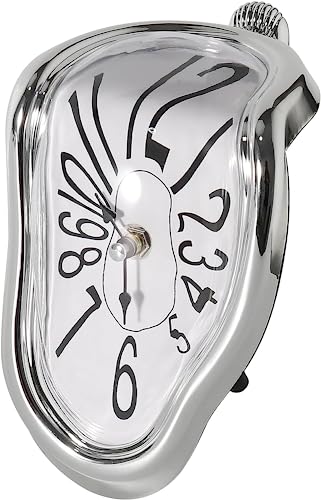 Melting Clock, Salvador Dali Clock,Melted Clock Alice in Wonderland Decor Funky Home Decor Surreal Desk Shelf Desk Melted Clock, Surface Design Drippy Clock for Living Room, Bedroom, Office