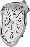 Melting Clock, Salvador Dali Clock,Melted Clock Alice in Wonderland Decor Funky Home Decor Surreal Desk Shelf Desk Melted Clock, Surface Design Drippy Clock for Living Room, Bedroom, Office